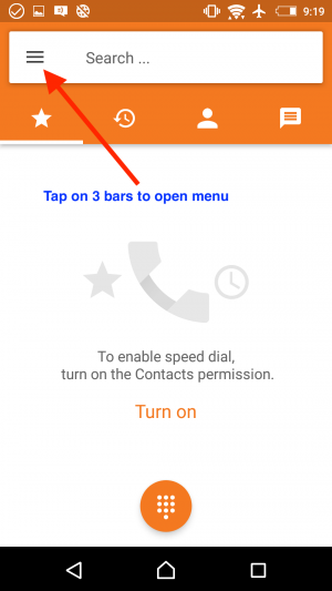 3 bars menu and Dial Pad Icon